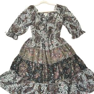 Fig and Flower feminine romantic layered ruffled paisley flowy